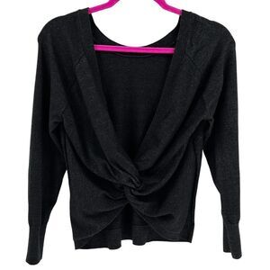 Victoria's Secret Knot Twist Deep V Back Sweater Charcoal Grey Size XS